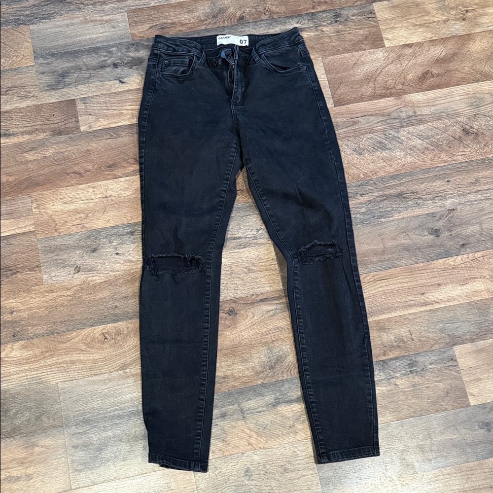 Garage Black Skinny Jeans with Knee Rips